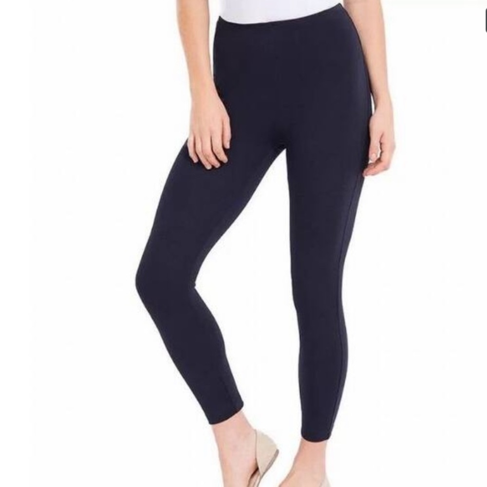 LYSSE Navy Blue Cropped Zip-Hem Stretch Pants